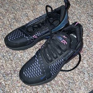Black Nike AirMax270 accent colors pink, teal and purple